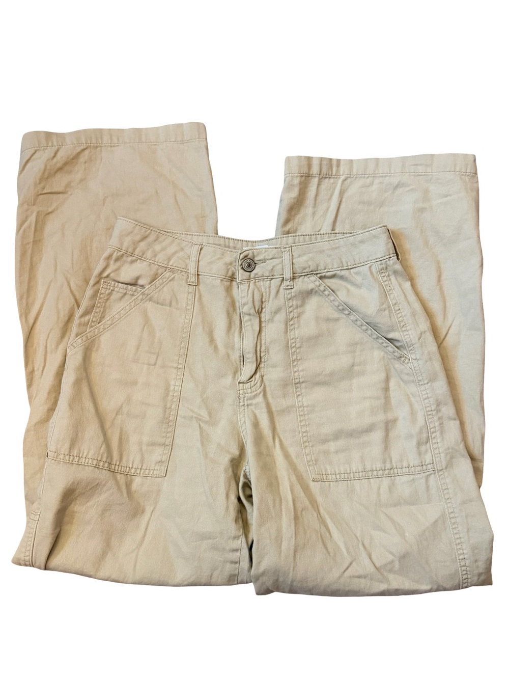 Happily Grey Carpenter Wide-Leg Pants | Size 3/26 | Tan